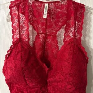 Zenana Outfitters Red Lace Halter Bralette